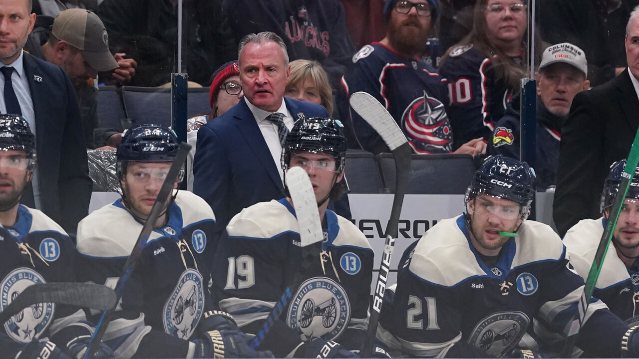 COLUMBUS, OHIO - DECEMBER 12: Dean Evason head coach of the Columbus Blue Jackets looks on during the game against the Washington Capitals at Nationwide Arena on December 12, 2024 in Columbus, Ohio.
