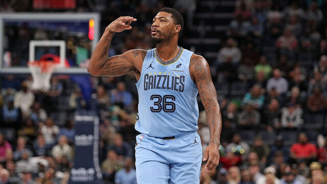 MEMPHIS, TENNESSEE - NOVEMBER 29: Marcus Smart #36 of the Memphis Grizzlies celebrates against the New Orleans Pelicans during the game of an Emirates NBA Cup game at FedExForum on November 29, 2024 in Memphis, Tennessee.