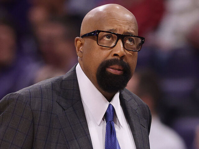 EVANSTON, ILLINOIS - JANUARY 22: Head coach Mike Woodson of the Indiana Hoosiers reacts against the Northwestern Wildcats during the first half at Welsh-Ryan Arena on January 22, 2025 in Evanston, Illinois.