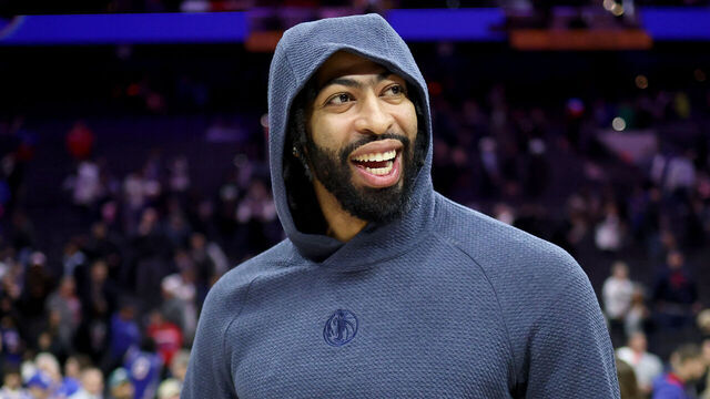 PHILADELPHIA, PENNSYLVANIA - FEBRUARY 04: Anthony Davis of the Dallas Mavericks looks on after the game against the Philadelphia 76ers at the Wells Fargo Center on February 04, 2025 in Philadelphia, Pennsylvania.