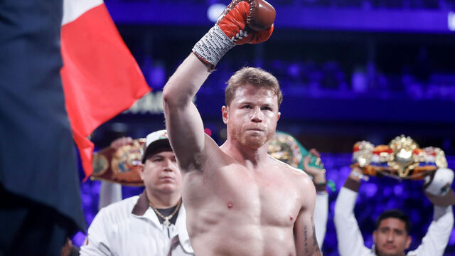 LAS VEGAS, NEVADA - SEPTEMBER 14: WBC/WBA/WBO super middleweight champion Canelo Alvarez looks on before a title fight at T-Mobile Arena on September 14, 2024 in Las Vegas, Nevada.