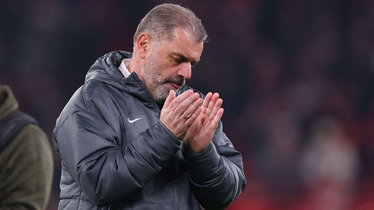 LIVERPOOL, ENGLAND - FEBRUARY 6: Ange Postecoglou manager / head coach of Tottenham Hotspur during the Carabao Cup Semi Final Second Leg match between Liverpool and Tottenham Hotspur at Anfield on February 6, 2025 in Liverpool, England.