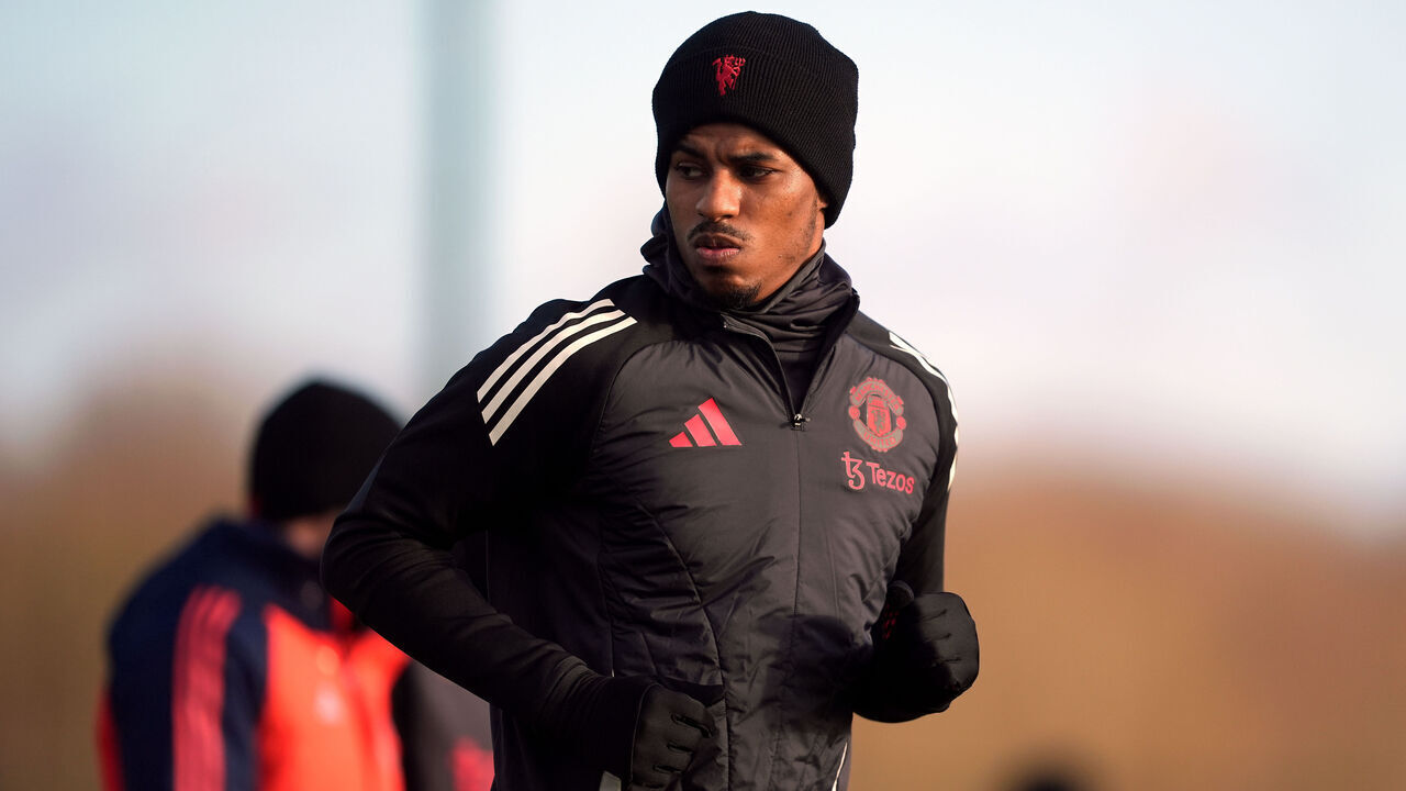 Manchester United's Marcus Rashford during a training session at the Trafford Training Centre, Carrington, Manchester. Picture date: Wednesday January 29, 2025.