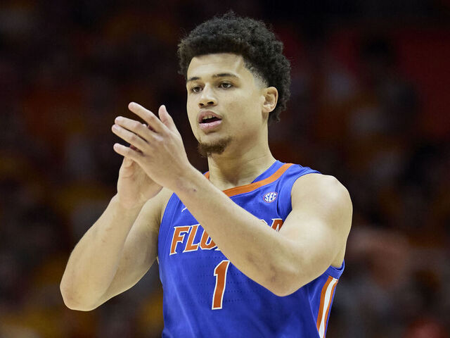 KNOXVILLE, TENNESSEE - FEBRUARY 01: Walter Clayton Jr. #1 of the Florida Gators reacts to a play during the first half against the Tennessee Volunteers at Thompson-Boling Arena on February 01, 2025 in Knoxville, Tennessee.