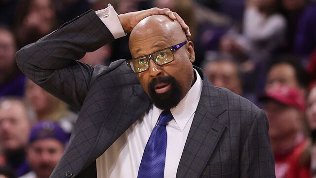 EVANSTON, ILLINOIS - JANUARY 22: Head coach Mike Woodson of the Indiana Hoosiers reacts against the Northwestern Wildcats during the second half at Welsh-Ryan Arena on January 22, 2025 in Evanston, Illinois.