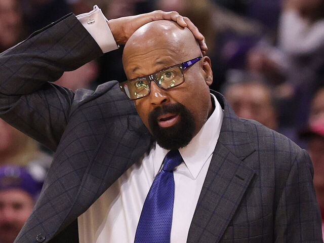 EVANSTON, ILLINOIS - JANUARY 22: Head coach Mike Woodson of the Indiana Hoosiers reacts against the Northwestern Wildcats during the second half at Welsh-Ryan Arena on January 22, 2025 in Evanston, Illinois.