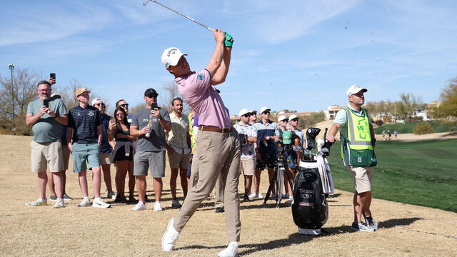 SCOTTSDALE, ARIZONA - FEBRUARY 08: Thomas Detry of Belgium plays a shot on the eighth hole during the third round of the WM Phoenix Open 2025 at TPC Scottsdale on February 08, 2025 in Scottsdale, Arizona.
