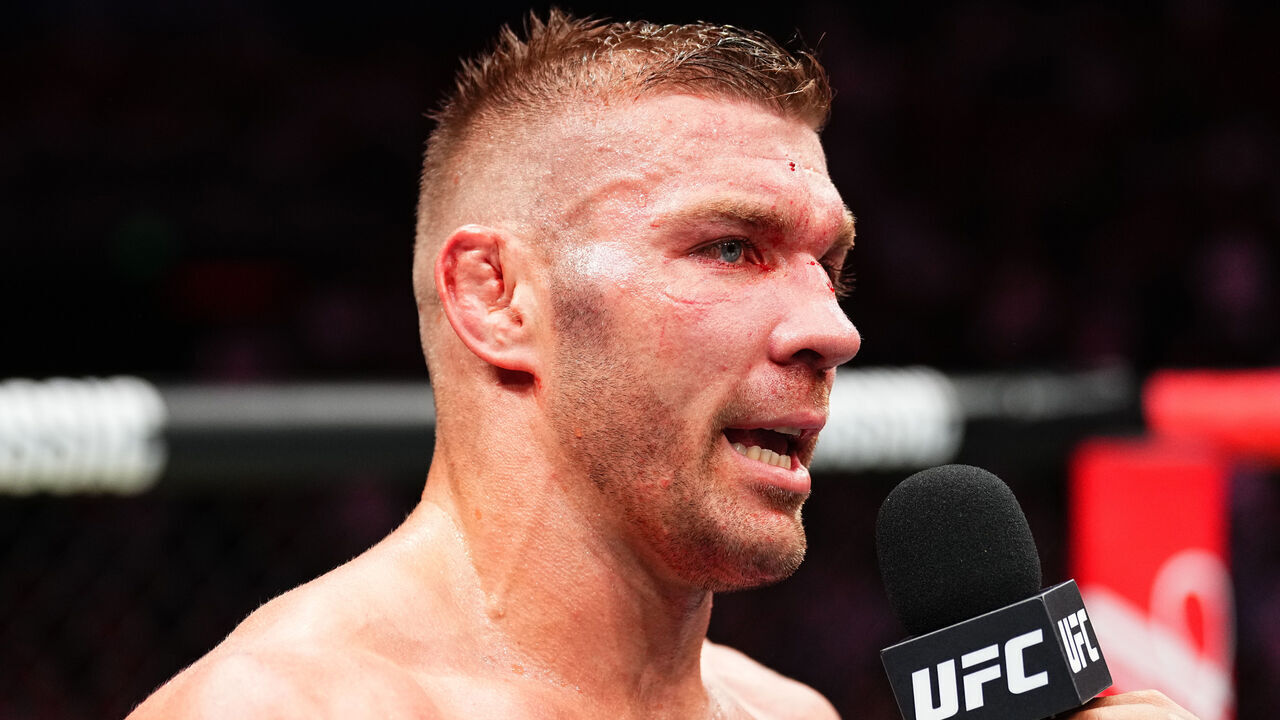 SYDNEY, AUSTRALIA - FEBRUARY 09: Dricus Du Plessis of South Africa reacts after a unanimous-decision victory against Sean Strickland in the UFC middleweight championship fight during the UFC 312 event at Qudos Bank Arena on February 09, 2025 in Sydney, Australia.