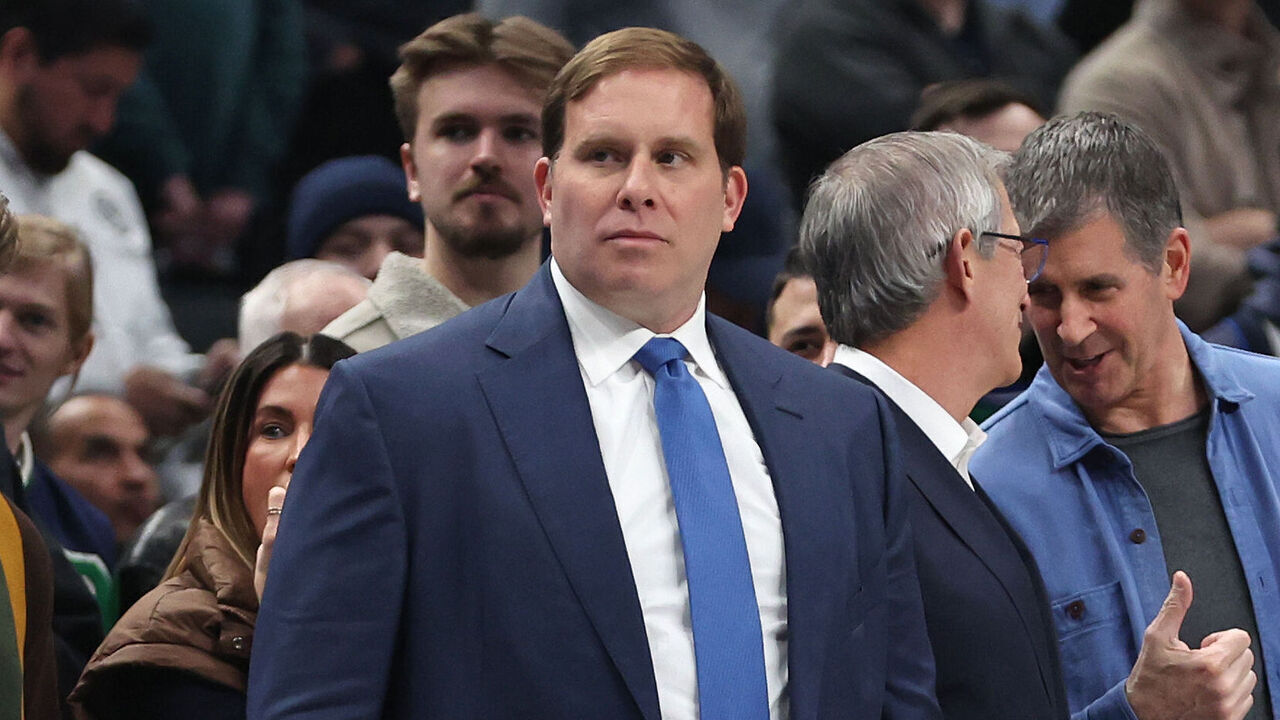 DALLAS, TX - JANUARY 7: Governor Patrick Dumont of the Dallas Mavericks looks on during the game against the Los Angeles Lakers on January 7, 2025 at American Airlines Center in Dallas, Texas. Mandatory Copyright Notice: Copyright 2025 NBAE
