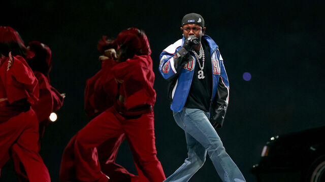 NEW ORLEANS, LOUISIANA - FEBRUARY 09: Kendrick Lamar performs onstage during Apple Music Super Bowl LIX Halftime Show at Caesars Superdome on February 09, 2025 in New Orleans, Louisiana.