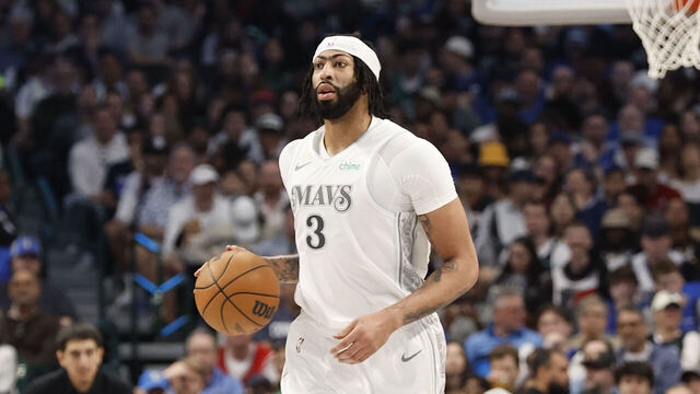 DALLAS, TX - FEBRUARY 8: Anthony Davis #3 of the Dallas Mavericks dribbles the ball during the game against the Houston Rockets on February 8, 2025 at American Airlines Center in Dallas, Texas. Mandatory Copyright Notice: Copyright 2025 NBAE