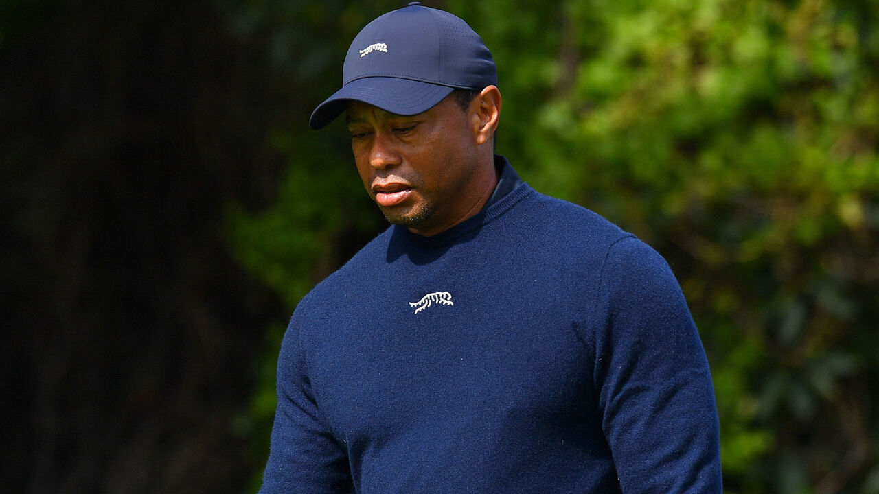 PACIFIC PALISADES, CA - FEBRUARY 16: Tiger Woods looks on during the second round of the Genesis Invitational on February 16, 2024, at Riviera Country Club in Pacific Palisades, CA.