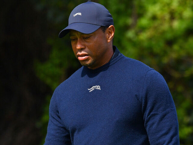 PACIFIC PALISADES, CA - FEBRUARY 16: Tiger Woods looks on during the second round of the Genesis Invitational on February 16, 2024, at Riviera Country Club in Pacific Palisades, CA.
