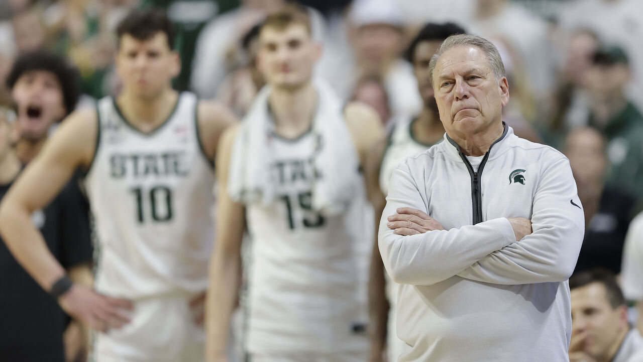EAST LANSING, MICHIGAN - FEBRUARY 11: Head coach Tom Izzo of the Michigan State Spartans looks on during the second half of the game against the Indiana Hoosiers at Breslin Center on February 11, 2025 in East Lansing, Michigan.