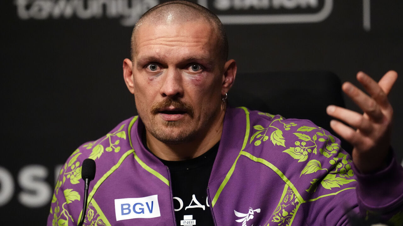 Oleksandr Usyk during a press conference following his victory over Tyson Fury at the Kingdom Arena in Riyadh, Saudi Arabia. Picture date: Saturday December 21, 2024.