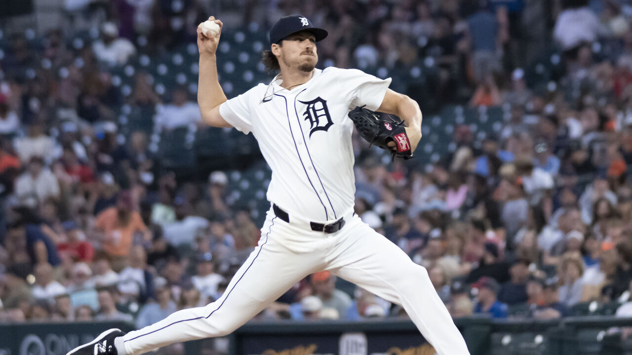 DETROIT, MI - JUNE 24: Detroit Tigers pitcher Mason Englert (53) throws a pitch during the MLB baseball game between the Philadelphia Phillies Sox and the Detroit Tigers on June 24, 2024 at Comerica Park in Detroit, Michigan.