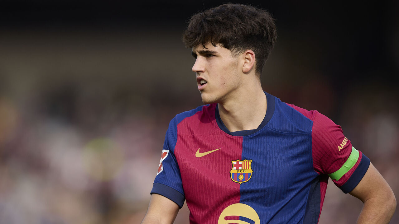 BARCELONA, SPAIN - FEBRUARY 02: Pau Cubarsi of FC Barcelona looks on during the LaLiga EA Sports match between FC Barcelona and Deportivo Alaves at Estadi Olimpic Lluis Companys on February 2, 2025, in Barcelona, Spain.