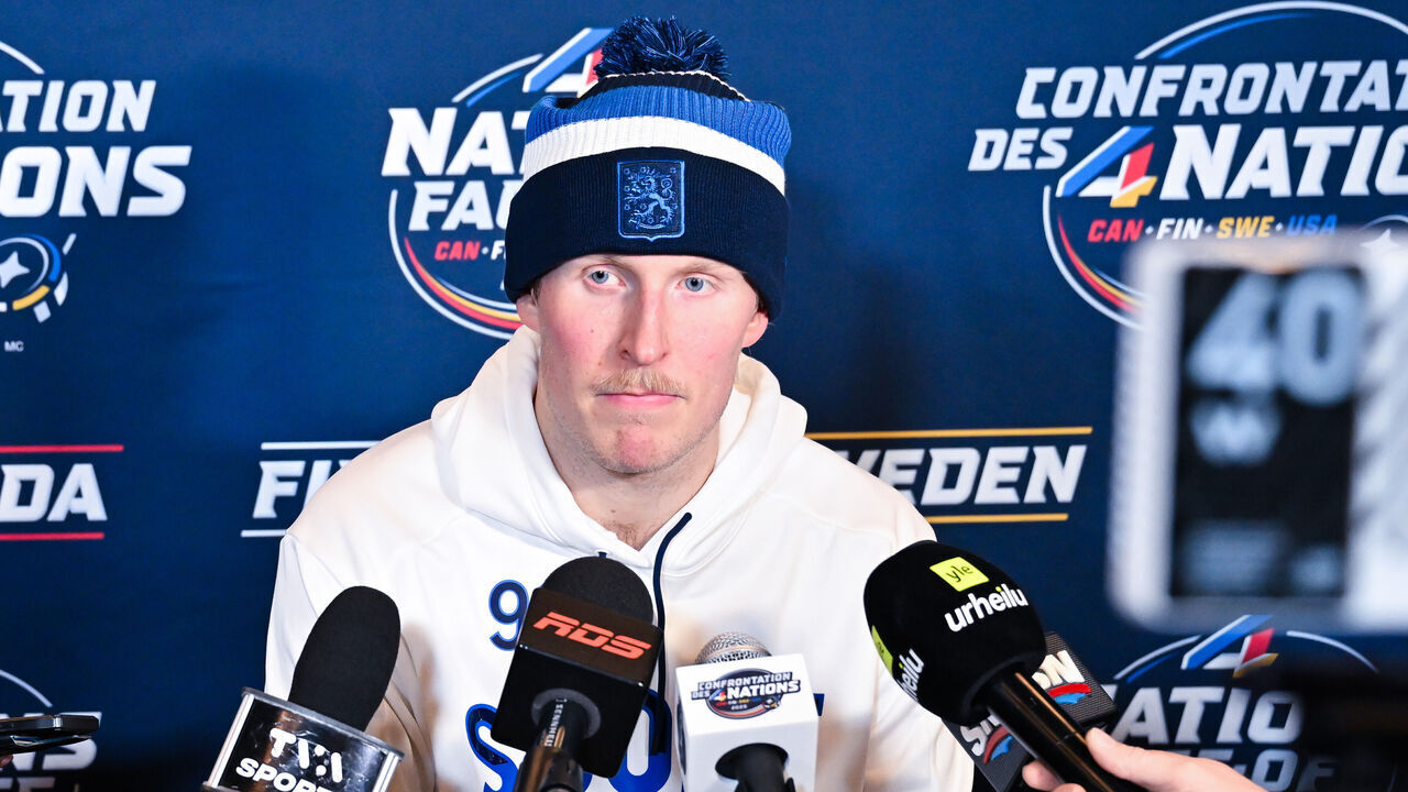 MONTREAL, CANADA - FEBRUARY 11: Patrik Laine #92 of Finland takes questions during media day ahead of the 2025 NHL 4 Nations Face-Off at the Bell Centre on February 11, 2025 in Montreal, Quebec, Canada.