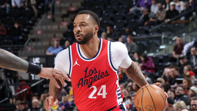 SALT LAKE CITY, UT - FEBRUARY 13: Norman Powell #24 of the LA Clippers dribbles the ball during the game against the Utah Jazz on February 13, 2025 at Delta Center in Salt Lake City, Utah. Mandatory Copyright Notice: Copyright 2025 NBAE