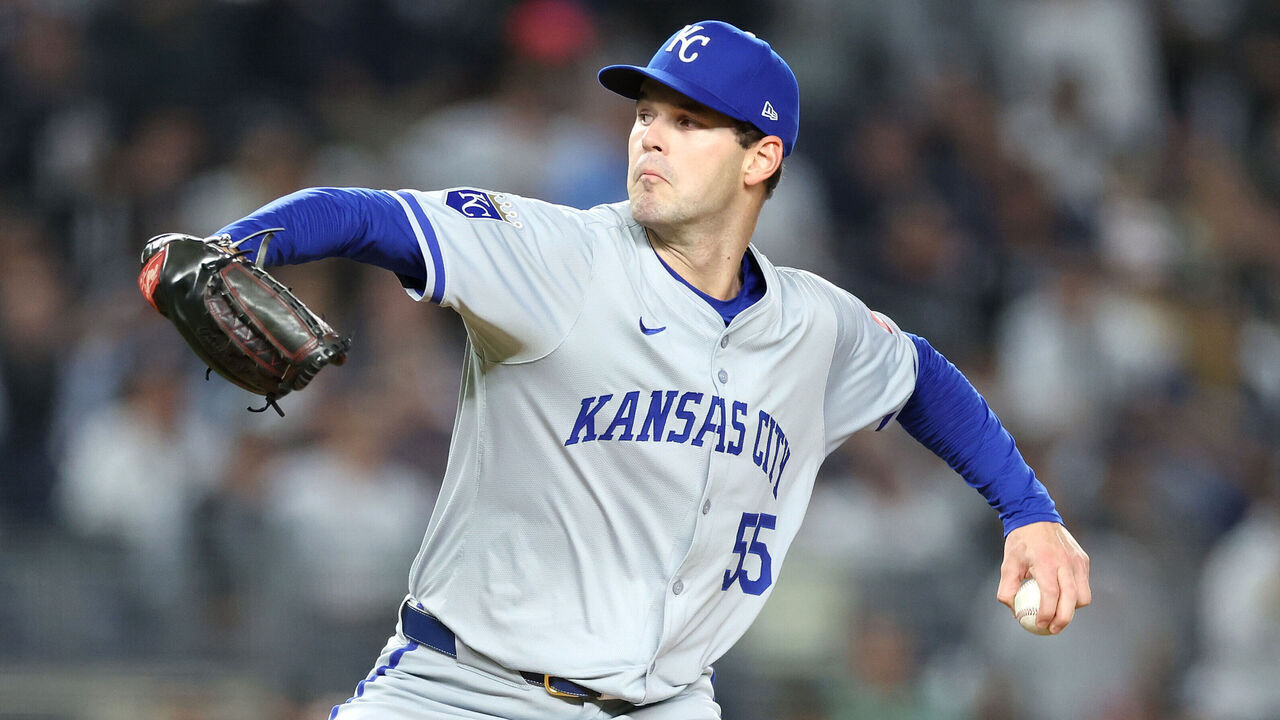 NEW YORK, NEW YORK - OCTOBER 07: Cole Ragans #55 of the Kansas City Royals in action against the New York Yankees in Game Two of the Division Series at Yankee Stadium on October 07, 2024 in the Bronx borough of New York City.
