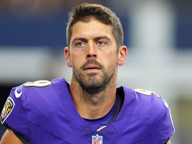 ARLINGTON, TEXAS - SEPTEMBER 22: Place kicker Justin Tucker #9 of the Baltimore Ravens warms up before the game against the Dallas Cowboys at AT&T Stadium on September 22, 2024 in Arlington, Texas.