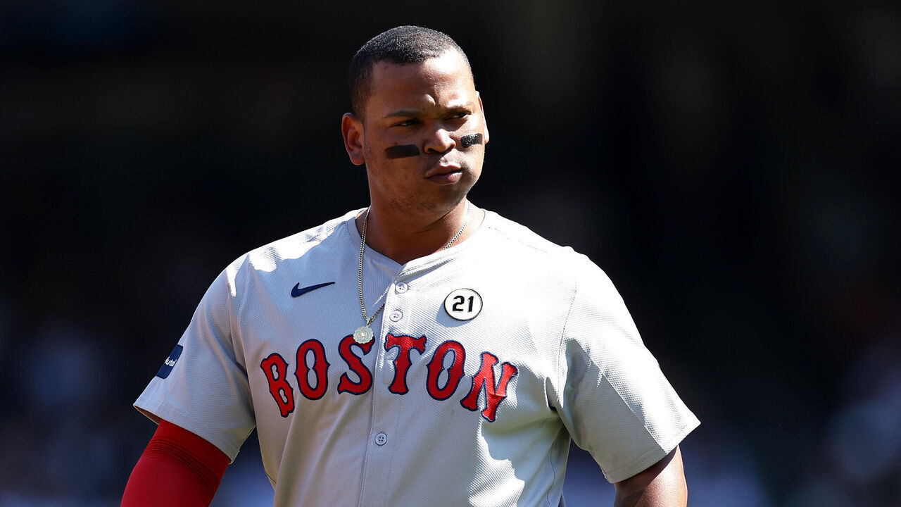 NEW YORK, NEW YORK - SEPTEMBER 15: Rafael Devers #11 of the Boston Red Sox looks on against the New York Yankees at Yankee Stadium on September 15, 2024 in the Bronx borough of New York City.