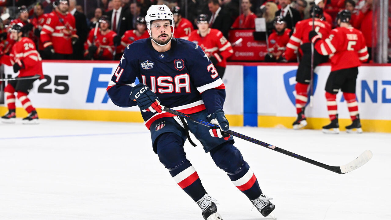 MONTREAL, CANADA - FEBRUARY 15: Auston Matthews #34 of Team USA skates during the third period against Team Canada in the 2025 NHL 4 Nations Face-Off at the Bell Centre on February 15, 2025 in Montreal, Quebec, Canada. Team USA defeated Team Canada 3-1.