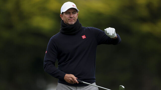 PEBBLE BEACH, CALIFORNIA - JANUARY 31: Adam Scott of Australia looks to hit an approach shot on the 16th hole during the second round of the AT&T Pebble Beach Pro-Am 2025 at Pebble Beach Golf Links on January 31, 2025 in Pebble Beach, California.