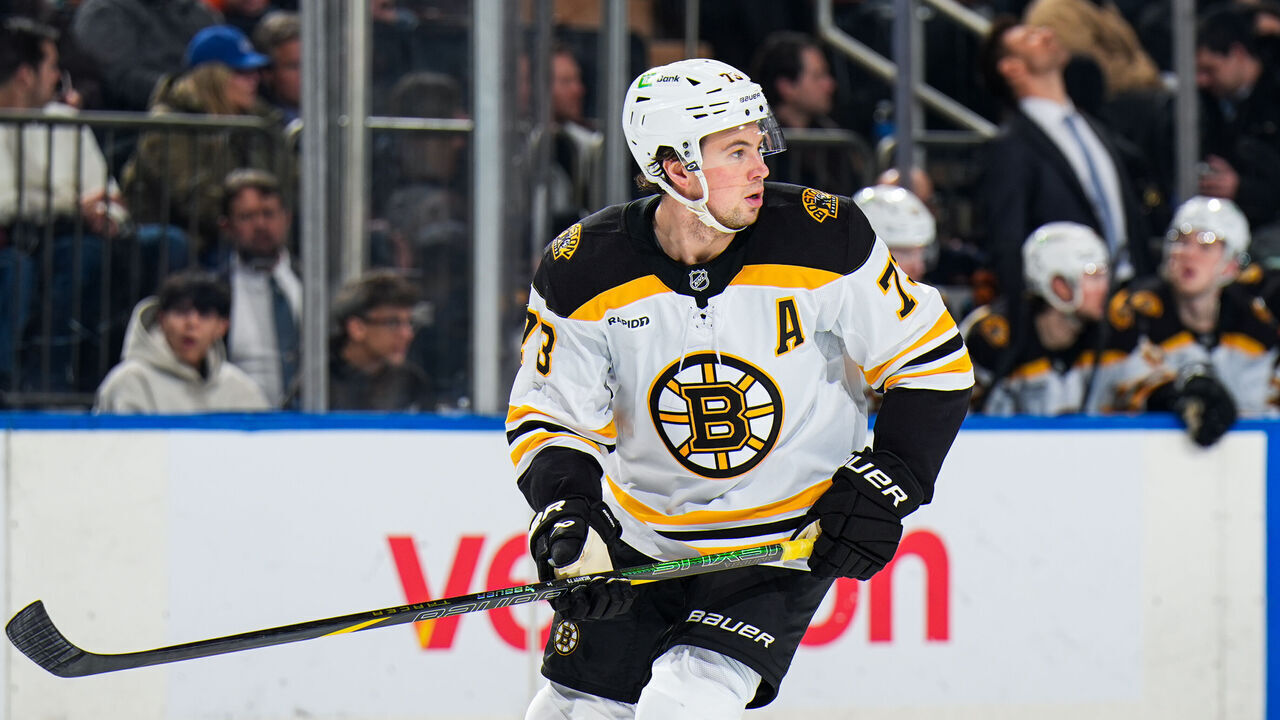 NEW YORK, NEW YORK - FEBRUARY 05: Charlie McAvoy #73 of the Boston Bruins skates against the New York Rangers at Madison Square Garden on February 5, 2025 in New York City.