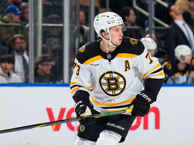 NEW YORK, NEW YORK - FEBRUARY 05: Charlie McAvoy #73 of the Boston Bruins skates against the New York Rangers at Madison Square Garden on February 5, 2025 in New York City.
