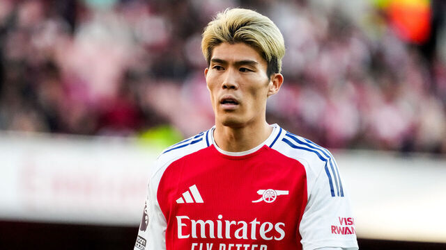 LONDON, ENGLAND - OCTOBER 5: Takehiro Tomiyasu of Arsenal during the Premier League match between Arsenal FC and Southampton FC at Emirates Stadium on October 5, 2024 in London, England.