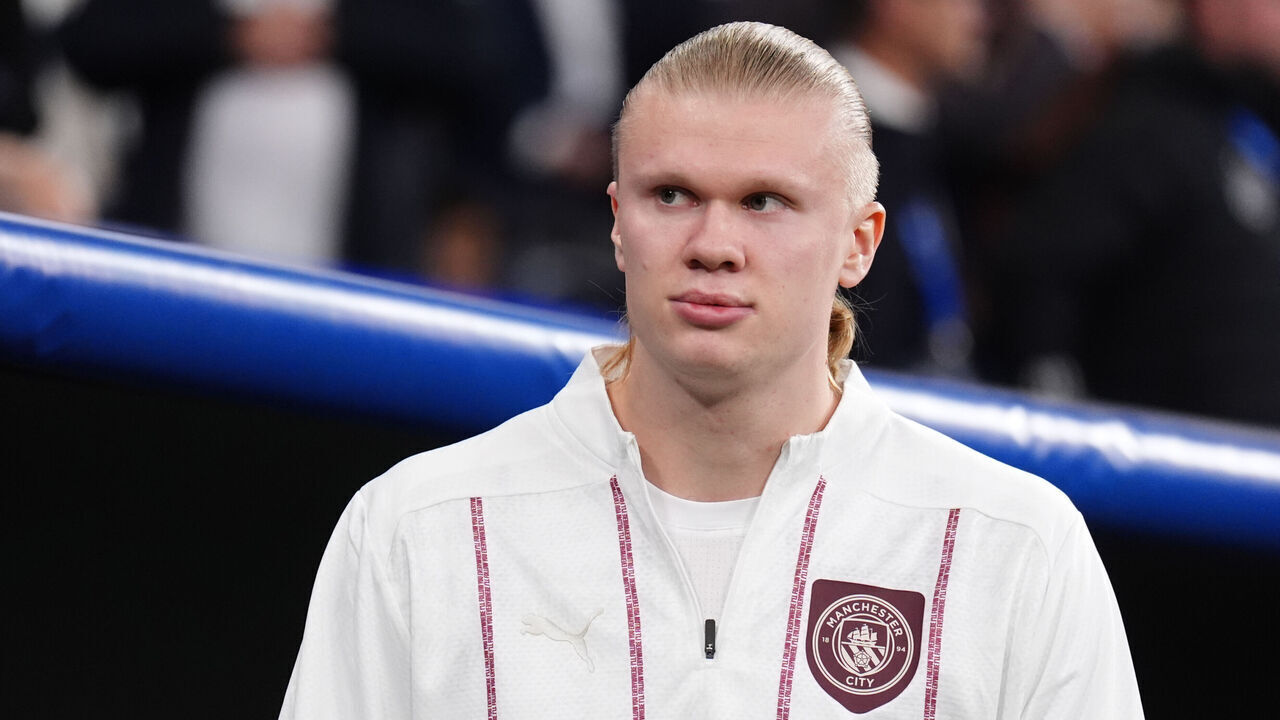 Manchester City's Erling Haaland before the UEFA Champions League Knockout Phase Play Offs Second Leg match at Santiago Bernabeu, Madrid. Picture date: Wednesday February 19, 2025.