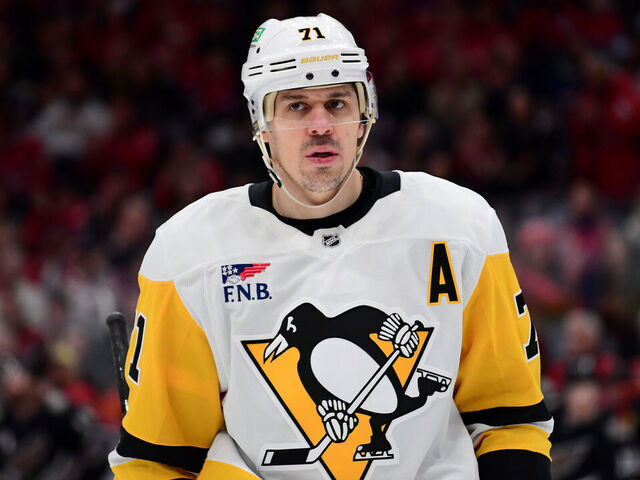 WASHINGTON, DC - JANUARY 18: Penguins center Evgeni Geno Malkin (71) waits for a face-off during the Pittsburgh Penguins versus Washington Capitals National Hockey League game on January 18, 2025 at Capital One Arena in Washington, D.C..