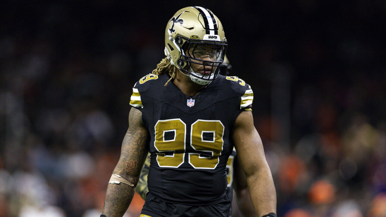NEW ORLEANS, LOUSIANA - OCTOBER 17: Chase Young #99 of the New Orleans looks on during an NFL Football game against the Denver Broncos at Caesars Superdome on October 17, 2024 in New Orleans, Lousiana.