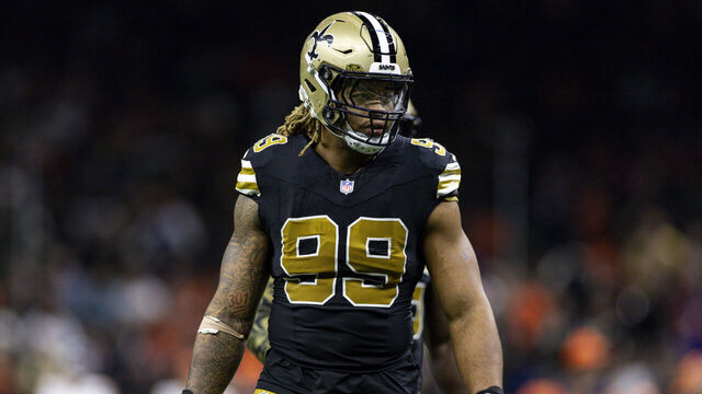 NEW ORLEANS, LOUSIANA - OCTOBER 17: Chase Young #99 of the New Orleans looks on during an NFL Football game against the Denver Broncos at Caesars Superdome on October 17, 2024 in New Orleans, Lousiana.