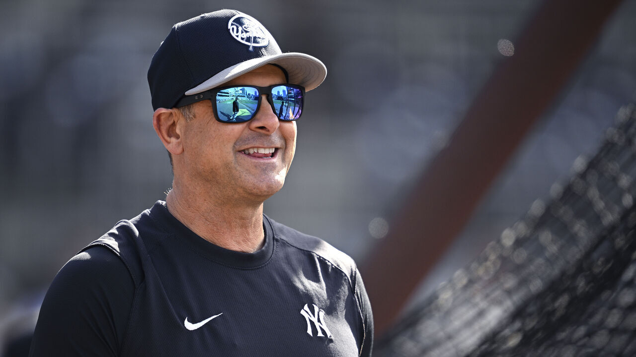 SAN DIEGO, CALIFORNIA - MAY 24: Aaron Boone #17 of the New York Yankees looks on before the game against the San Diego Padres at Petco Park on May 24, 2024 in San Diego, California.