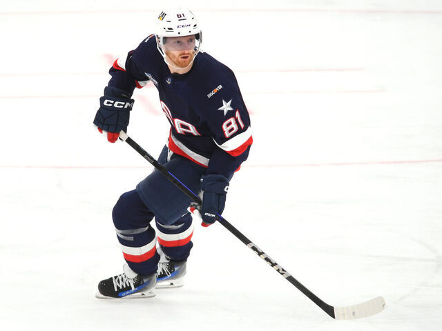 BOSTON, MASSACHUSETTS - FEBRUARY 17: Kyle Connor #81 of Team United States skates during the first period of the 4 Nations Face-Off between Team Sweden and Team United States at TD Garden on February 17, 2025 in Boston, Massachusetts.