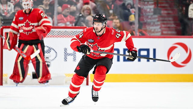 MONTREAL, CANADA - FEBRUARY 12: Josh Morrissey #44 of Team Canada skates during the first period against Team Sweden in the 2025 NHL 4 Nations Face-Off at the Bell Centre on February 12, 2025 in Montreal, Quebec, Canada. Team Canada defeated Team Sweden 4-3 in overtime.