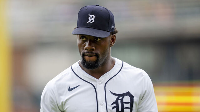 DETROIT, MI - AUGUST 15: Akil Baddoo #60 of the Detroit Tigers looks on during the game between the Seattle Mariners and the Detroit Tigers at Comerica Park on Thursday, August 15, 2024 in Detroit, Michigan.
