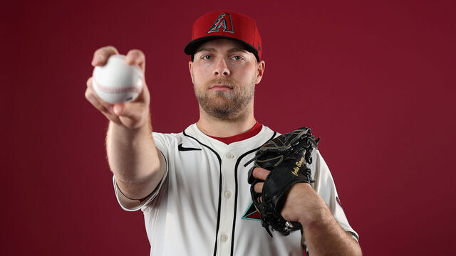 SCOTTSDALE, ARIZONA - FEBRUARY 19: Corbin Burnes #39 of the Arizona Diamondbacks poses for a portrait during photo day at Salt River Fields at Talking Stick on February 19, 2025 in Scottsdale, Arizona.