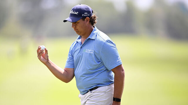 PUERTO VALLARTA, MEXICO - FEBRUARY 22: Aldrich Potgieter of South Africa prepares to putt on the sixth green during the third round of the Mexico Open at VidantaWorld 2025 at Vidanta Vallarta on February 22, 2025 in Puerto Vallarta, Mexico.