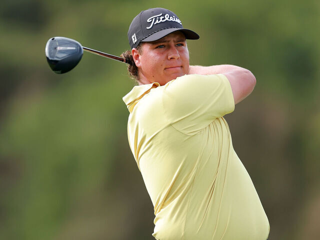 PUERTO VALLARTA, MEXICO - FEBRUARY 23: Aldrich Potgieter of South Africa plays his shot from the 18th tee during the final round of the Mexico Open at VidantaWorld 2025 at Vidanta Vallarta on February 23, 2025 in Puerto Vallarta, Mexico.