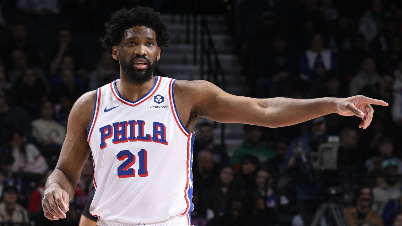 PHILADELPHIA, PA - FEBRUARY 22: Joel Embiid #21 of the Philadelphia 76ers arrives to the arena before the game against the Brooklyn Nets on February 22, 2025 at the Wells Fargo Center in Philadelphia, Pennsylvania NOTE TO USER: User expressly acknowledges and agrees that, by downloading and/or using this Photograph, user is consenting to the terms and conditions of the Getty Images License Agreement. Mandatory Copyright Notice: Copyright 2025 NBAE
