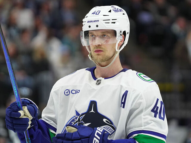 SALT LAKE CITY, UT - FEBRUARY 23: Vancouver Canucks center Elias Petterson (40) as seen during an NHL game between the Vancouver Canucks and the Utah Hockey club on February 23, 2025 at the Delta Center in Salt Lake City, UT.
