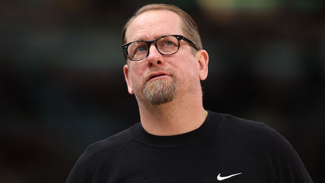 CHICAGO, ILLINOIS - JANUARY 25: Head coach Nick Nurse of the Philadelphia 76ers looks on against the Chicago Bulls during the first half at the United Center on January 25, 2025 in Chicago, Illinois.