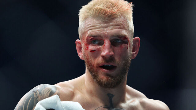 New Zealand's Dan Hooker looks on while fighting against Poland's Mateusz Gamrot in their men's lightweight division event of the Ultimate Fighting Championship (UFC) 305 at the Perth Arena in Perth on August 18, 2024.