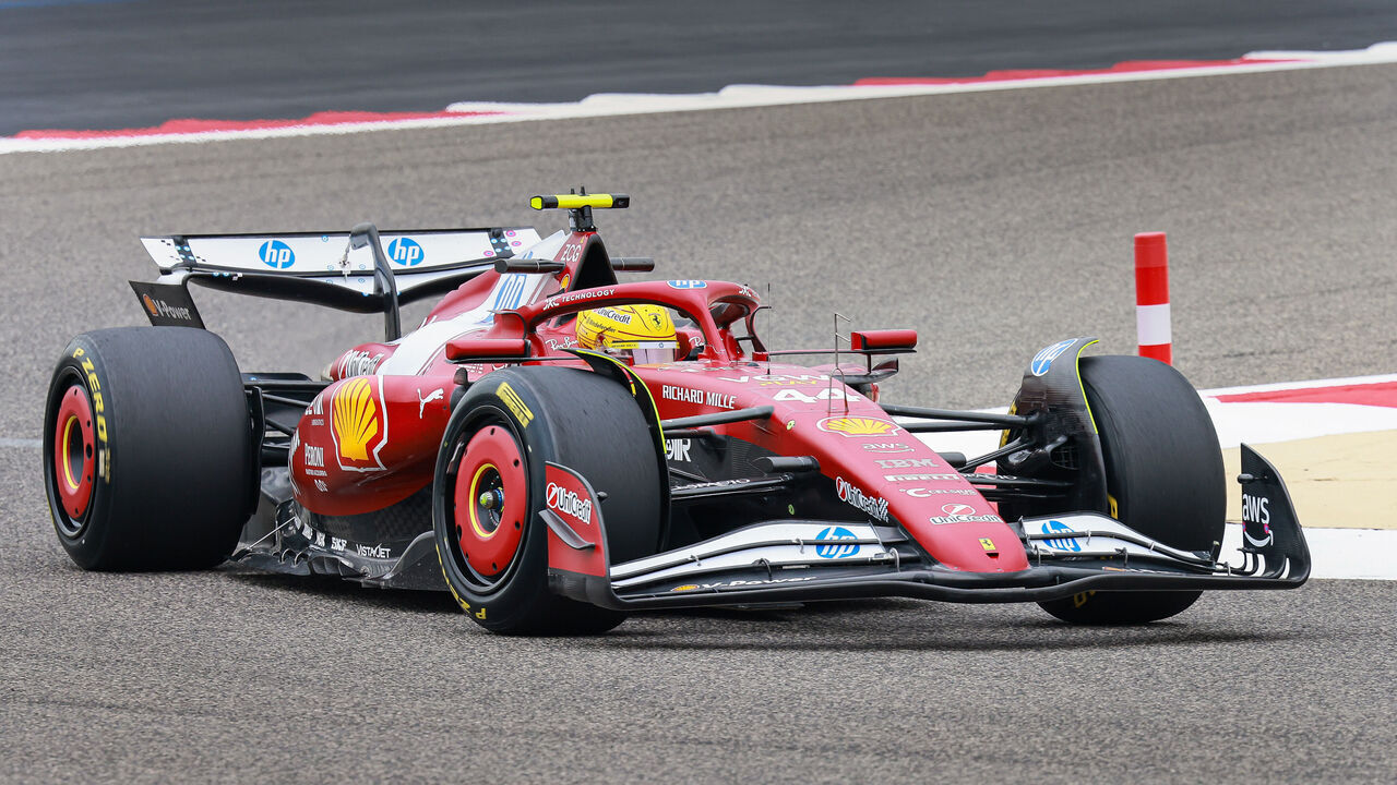 SAKHIR, BAHRAIN - FEBRUARY 27: Lewis Hamilton of Ferrari takes part in the F1 pre-season testing ahead of the F1 Grand Prix of Bahrain at Bahrain International Circuit in Sakhir, Bahrain on February 27, 2025.