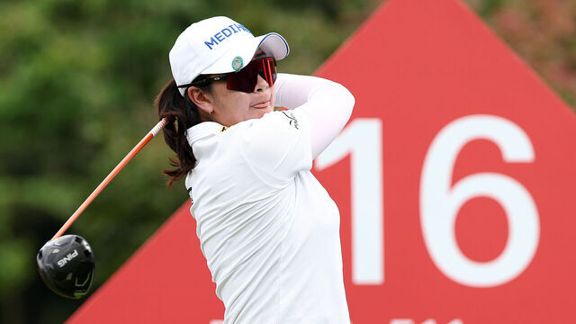 SINGAPORE, SINGAPORE - FEBRUARY 27: A Lim Kim of South Korea tees off on the 16th hole during Day One of the HSBC Women's World Championship 2025 at Sentosa Golf Club on February 27, 2025 in Singapore.