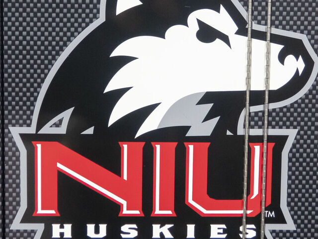 KALAMAZOO, MI - NOVEMBER 09: A general view of the Northern Illinois Huskies logo on the coachcomm.com trunk before the college football game between the Northern Illinois Huskies and Western Michigan Broncos on November 09, 2022, at Waldo Stadium in Kalamazoo, MI.