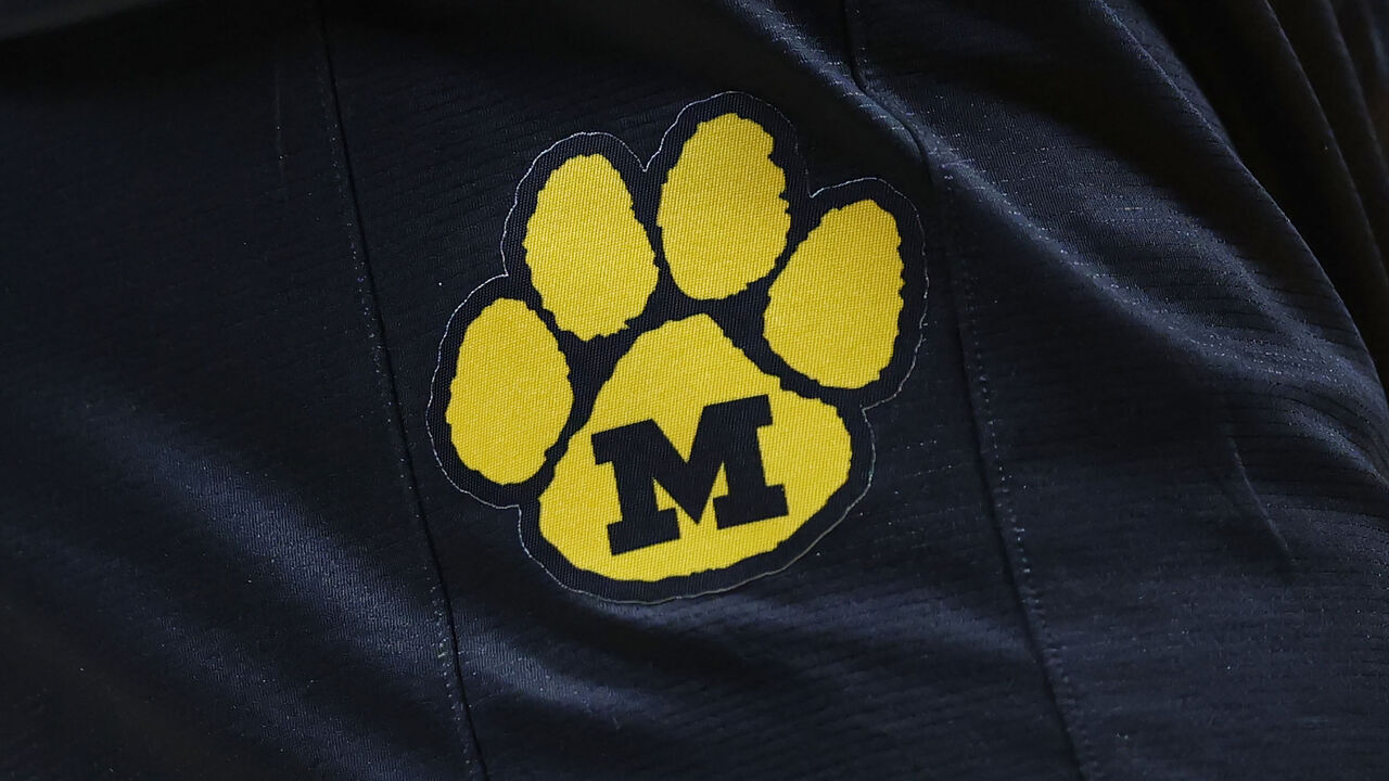 KNOXVILLE, TENNESSEE - FEBRUARY 05: A detailed photo of the Missouri Tigers logo during the second half at Thompson-Boling Arena on February 05, 2025 in Knoxville, Tennessee.